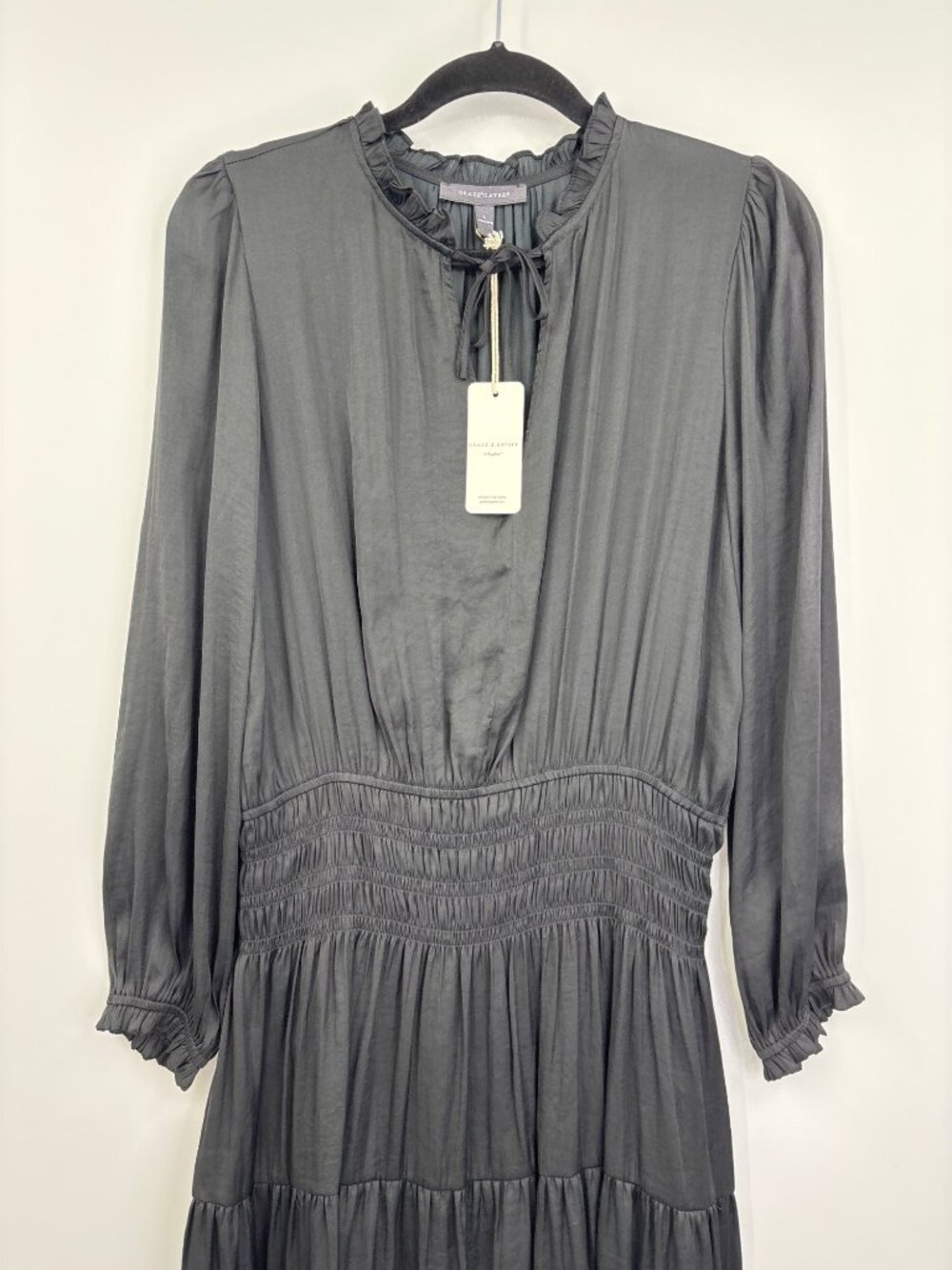 Grade & Gather Tiered Boho Peasant Dress Black Size Large NEW - Picture 2 of 7